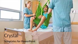  Presentation with male nurse - Amazing presentation having mobile technology nurses - male patient sitting on hydraulic backdrop and a coral colored foreground