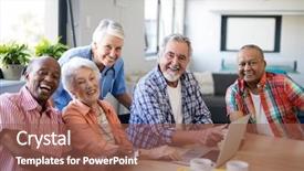  Presentation with people mobile technology - Colorful theme enhanced with mobile technology nurses - portrait of smiling practitioner backdrop and a tawny brown colored foreground