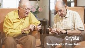  Presentation with text message - Beautiful presentation theme featuring mobile technology nurses - senior men text messaging backdrop and a tawny brown colored foreground