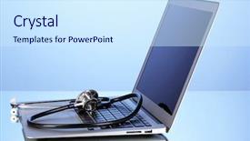  Presentation with notebook - Slide deck having mobile technology nurses - silver notebook with a stethoscope background and a cool aqua colored foreground