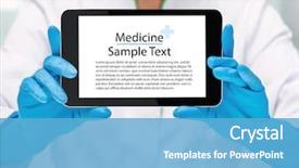  Presentation with tablet - Presentation design with two mushrooms on the grass in the forest background and a dark gray colored foreground