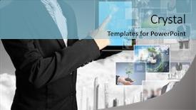  Presentation with deep - Cool new PPT layouts with mobile telecommunications - touch tablet concept images streaming backdrop and a light blue colored foreground