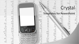  Presentation with telephone mobile - Beautiful slides featuring mobile telephone and pen on a paper backdrop and a light gray colored foreground