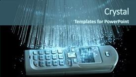  Presentation with telephone mobile - Cool new presentation theme with mobile telephone cable closeup backdrop and a ocean colored foreground