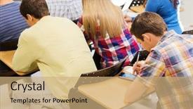  Presentation with high technology - Colorful slide deck enhanced with mobile testing - education high school technology backdrop and a coral colored foreground