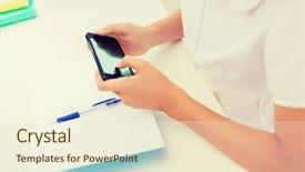  Presentation with school testing - Colorful presentation enhanced with mobile testing - education school technology and internet backdrop and a cream colored foreground