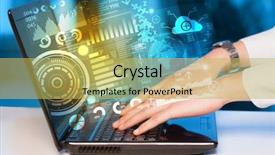  Presentation with future digital technology - PPT layouts having mobile touch screen - modern notebook computer with future background and a yellow colored foreground