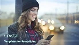  Presentation with text message - PPT theme with mobile traffic - girl sending a text message background and a ocean colored foreground