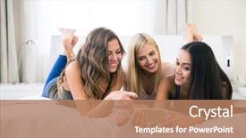  Presentation with mobile home - Slide set consisting of mobile video - portrait of a happy three background and a coral colored foreground