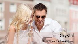  Presentation with dating - PPT theme having mobile video - summer holidays dating and technology background and a soft green colored foreground