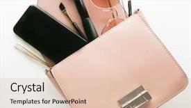 Presentation with leather bag - Cool new PPT layouts with mobile wallet - flat lay of pink leather backdrop and a lemonade colored foreground