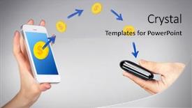  Presentation with mobile technology - PPT theme having mobile wallet - modern technology and online transaction background and a light gray colored foreground