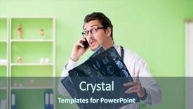  Presentation with radiologist - Colorful slide set enhanced with mobile xray - doctor radiologist looking at x-ray backdrop and a  colored foreground