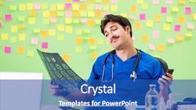  Presentation with reminders - Audience pleasing presentation design consisting of mobile xray - young doctor with many reminders backdrop and a  colored foreground