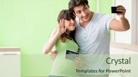  Presentation with interacial pregnant family - PPT theme enhanced with mobile xray - young family finding background and a mint green colored foreground