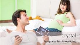  Presentation with interacial pregnant family - Slides consisting of mobile xray - young family finding background and a soft green colored foreground