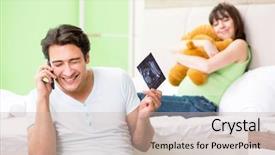  Presentation with interacial pregnant family - Beautiful slides featuring mobile xray - young family finding backdrop and a soft green colored foreground