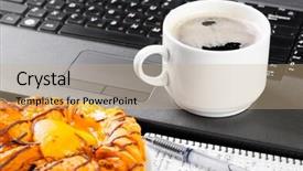  Presentation with pen laptop coffee cup clips - Presentation having mobility orientation - laptop and cup of hot background and a coral colored foreground