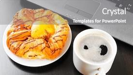  Presentation with coffee cup - Colorful PPT theme enhanced with entertainment concept pixelated christmas hat icon on digital background empty copyspace for card text advertising backdrop and a black colored foreground