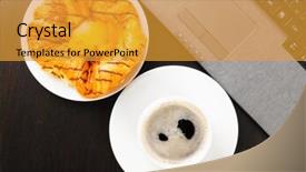  Presentation with hot and cold coffee cup - Colorful theme enhanced with mobility orientation - laptop and cup of hot backdrop and a  colored foreground