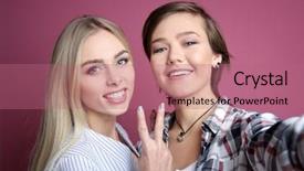  Presentation with treble clef teal color - Presentation theme featuring mobility orientation - young lesbian couple on color background and a  colored foreground