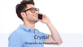  Presentation with healthy workplace full length side view - Audience pleasing presentation consisting of mobilphone people talking - side view portrait backdrop and a light blue colored foreground