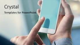  Presentation with new path - Beautiful presentation featuring new cell phone - smartphone device mockup in male backdrop and a light blue colored foreground