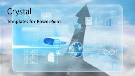  Presentation with interface - Slide deck with moblie cloud computig - business interface against road turning background and a light blue colored foreground