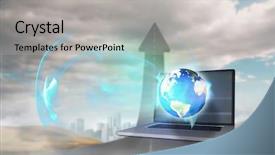  Presentation with road safty - Slide set consisting of moblie cloud computig - road turning into arrow background and a  colored foreground