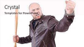  Presentation with violent - Slides consisting of mobsters - violent man with baseball bat background and a  colored foreground