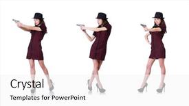  Presentation with gangster - Presentation theme consisting of mobsters - woman gangster with handgun background and a white colored foreground