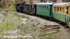  Presentation with steam train - Audience pleasing PPT layouts consisting of mocanita touristic train - the last forestry steam working train in europe - romania maramures backdrop and a coral colored foreground