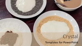  Presentation with peanut - Presentation theme featuring mochi-dough-with-milk background and a coral colored foreground