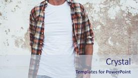  Presentation with wall street - Audience pleasing slide deck consisting of shirt mock up on model backdrop and a sky blue colored foreground