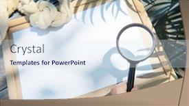  Presentation with hand palm - Presentation theme having mock-up-with-empty-wooden background and a sky blue colored foreground