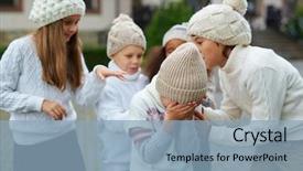  Presentation with crying - PPT layouts consisting of mockery - kids comforting their crying friend background and a  colored foreground