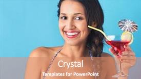  Presentation with blue and purple and red - Slide deck consisting of mocktail - beautiful woman wearing bikini holding background and a coral colored foreground