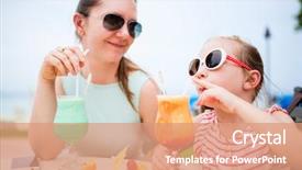  Presentation with cafe tropical - PPT layouts having mocktail - happy mother and her adorable background and a coral colored foreground