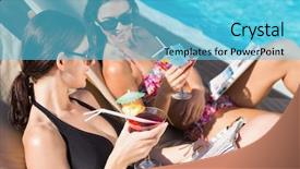  Presentation with swimming pool - Amazing slides having mocktail - two beautiful young women backdrop and a light blue colored foreground