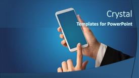  Presentation with female - Cool new slide set with mockup-for-female-hand-using backdrop and a ocean colored foreground