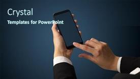  Presentation with female - Presentation design having mockup-for-female-hand-using background and a ocean colored foreground