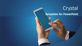  Presentation with female - Audience pleasing presentation theme consisting of mockup-for-female-hand-using backdrop and a ocean colored foreground