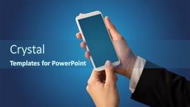  Presentation with female - Cool new presentation theme with mockup-for-female-hand-using backdrop and a ocean colored foreground