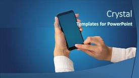  Presentation with female - Cool new slide deck with mockup-for-female-hand-using backdrop and a ocean colored foreground