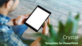  Presentation with tablet - Presentation theme consisting of mockup-of-a-man-holds background and a tawny brown colored foreground