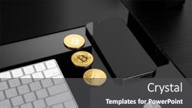  Presentation with pay - Presentation theme having mockup-pay-with-bitcoin-woman background and a dark gray colored foreground