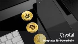  Presentation with pay - Presentation design enhanced with mockup-pay-with-bitcoin-woman background and a dark gray colored foreground