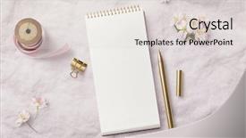  Presentation with soft white flower - PPT theme with mockup with open blank note background and a lemonade colored foreground