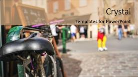  Presentation with pedestrian - Slide deck with modals - closeup of a worn-out bicycle background and a coral colored foreground