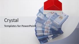  Presentation with money - Presentation design enhanced with modals - modal house on top background and a light gray colored foreground